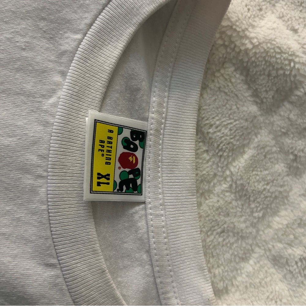 Bape White Tee with Iconic Logo Tag